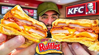 Provei a NOVA TOSTA MISTA do KFC com BATATA FRITA da RUFFLES (vale a pena?)