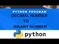 PYTHON PROGRAM TO CONVERT DECIMAL NUMBER TO BINARY NUMBER PYTHON PROGRAM 11TH 12TH CBSE