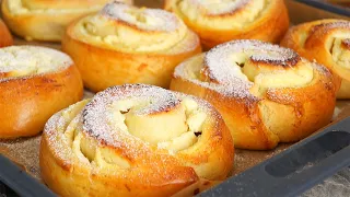 ОНИ ПОТРЯСАЮЩИЕ! 😍 Невесомые БУЛОЧКИ с Начинкой | Как ПУХ! Простой Рецепт | Очень Вкусно!