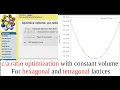 WT15 ratio optimization with constant volume in WIEN2k For hexagonal and tetragonal lattices