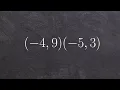 Applying the distance formula to find the distance between two points