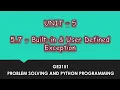 Built-In And User Defined Exception In Python Tamil UNIT-5 CSE P29 Quick Through