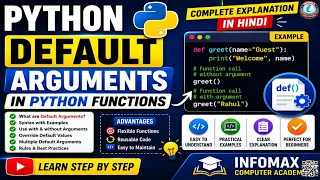 Default Arguments in Python Functions Default Parameter Tutorial in Python Hindi