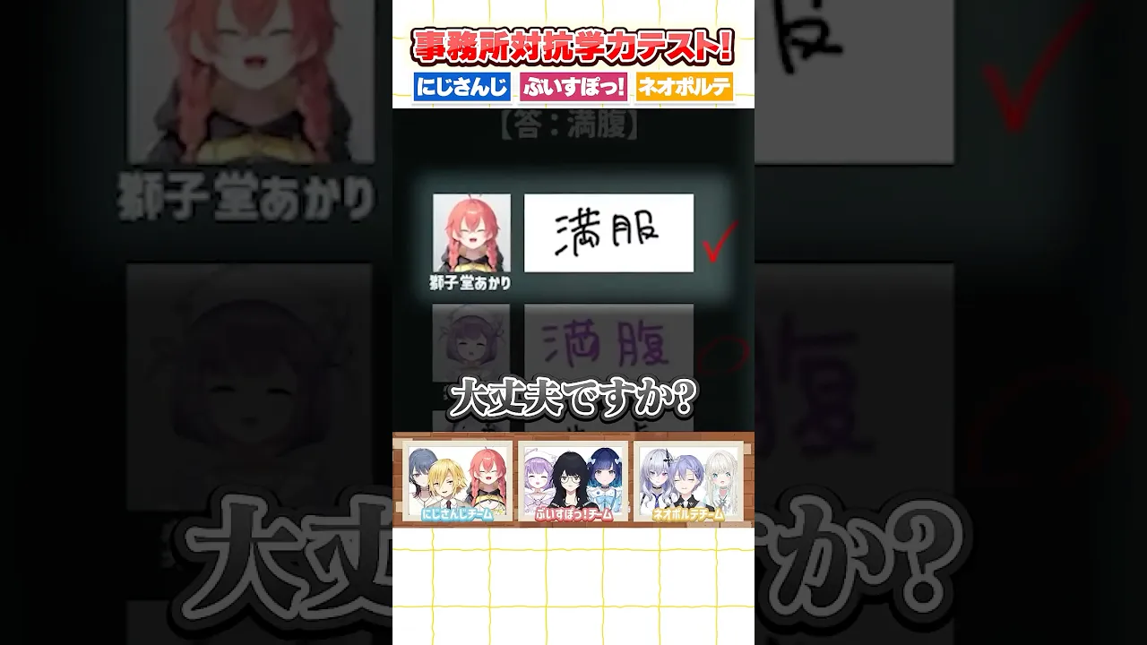 ひとりだけ不正解になってしまった獅子堂さん。事務所対抗学力テスト！にじさんじvsぶいすぽっ！vsネオポルテ！