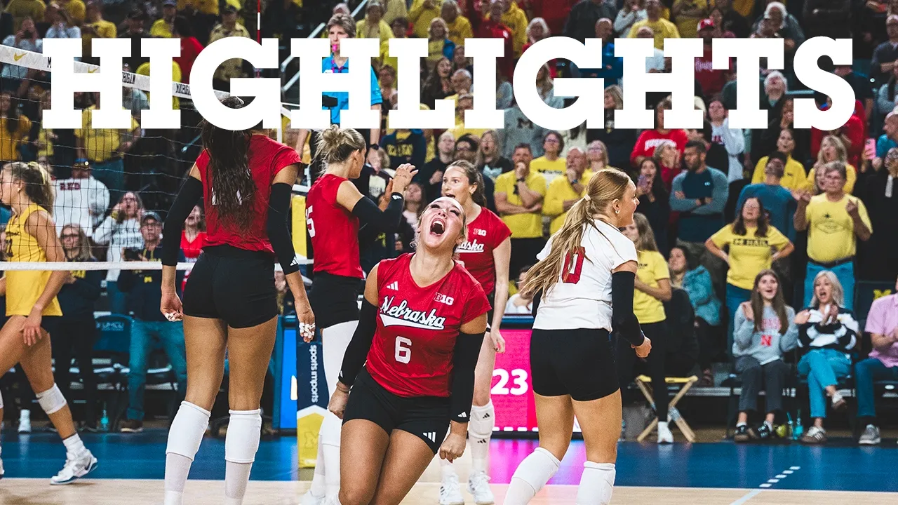 Huskers handle Wolverines in 4-set road battle | Nebraska Volleyball Highlights
