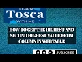 Tosca Real Time Scenario How to Get the Highest and Second Highest Value from column in WebTable