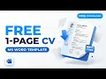 FREE 1-Page CV Template for MS Word Download Now