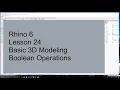 Rhino 6 Lesson 24 Basic 3D Modeling Boolean Union Boolean Difference