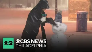 CBS News Philadelphia s Madeleine Wright makes snowman in Atlantic City