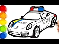 Draw a POLICE CAR Learn drawing and coloring for Kids Toddlers