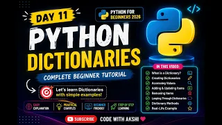 Python Dictionaries in Python Python Tutorial for Beginners 2026 Day 11