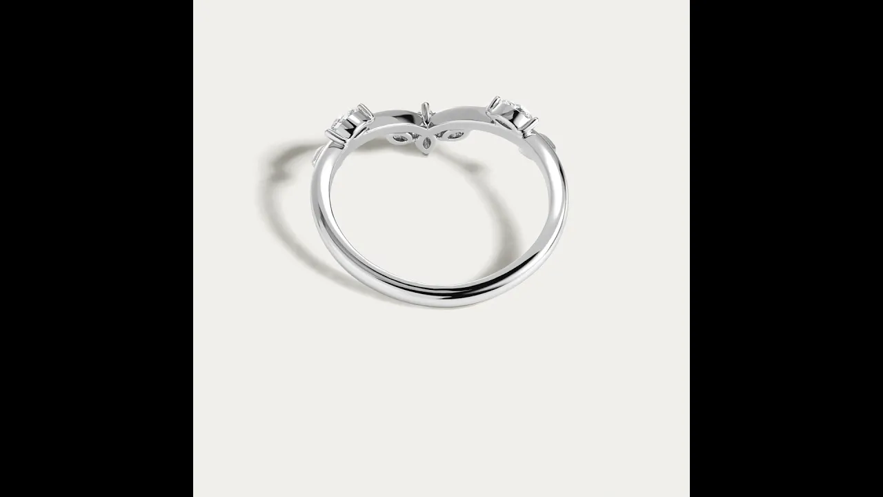 Marquise Leaf Chevron Five-Stone Lab Diamond Wedding Band