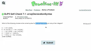 Java Practice It Self-Check 7 1 arrayDeclarationSyntax arrays syntax