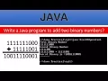 Write a Java program to add two binary numbers
