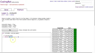 Codingbat - in1to10 Python
