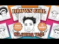 Relaxing Coloring Time Brown Girl Coloring Page Free Printable Bundle 1