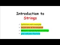 What is String Definition with examples Memory representation of strings