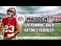 Reviewing the top MADDEN 25 RUNNING BACKS OVERALL RATINGS led by Christian McCaffrey at 99