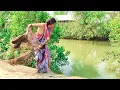 Download Lagu Cast Net Fishing | Village Woman Catching Fish With A Cast Net By Beautiful Nature(Part-87)