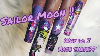 Sailor Moon Nails / Nail Tutorial / Beginner Acrylic How to