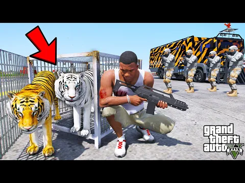 Video Thumbnail: Franklin Trying To Rescue His Tigers From Army in GTA 5 | SHINCHAN and CHOP