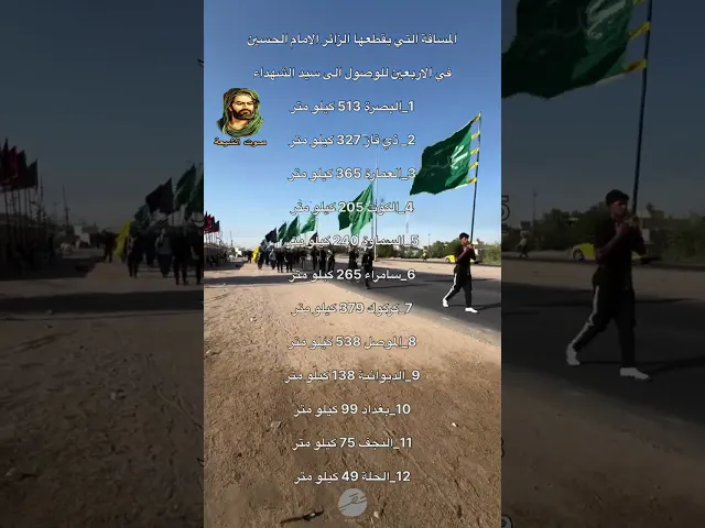 مسافات المحافظات للمسيرة الأربعينية 😭