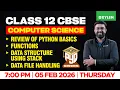 Class 12 CBSE Computer Science Review Of Python Basics Functions PYQ Series