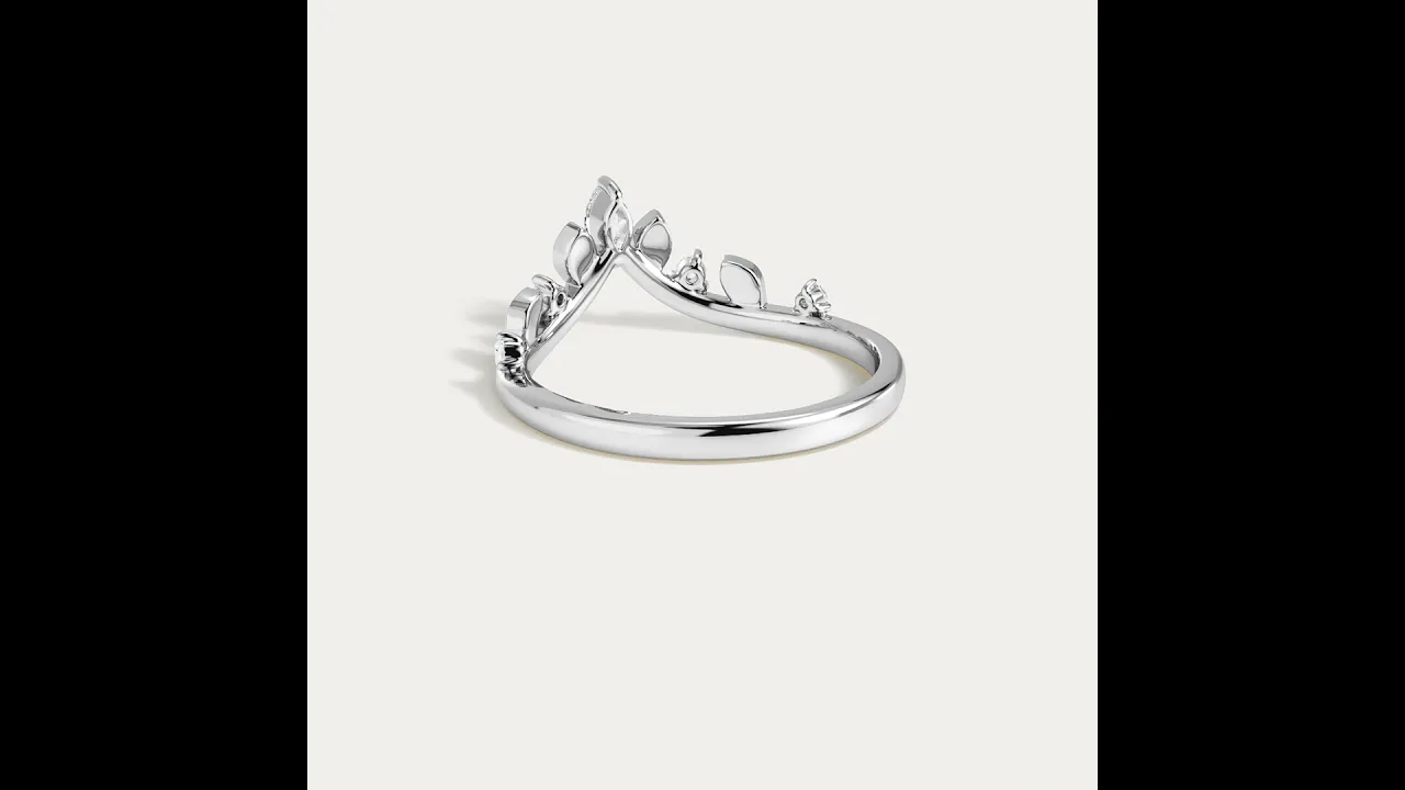 Botanical Leaf Mixed-Cut Chevron Lab Diamond Wedding Band