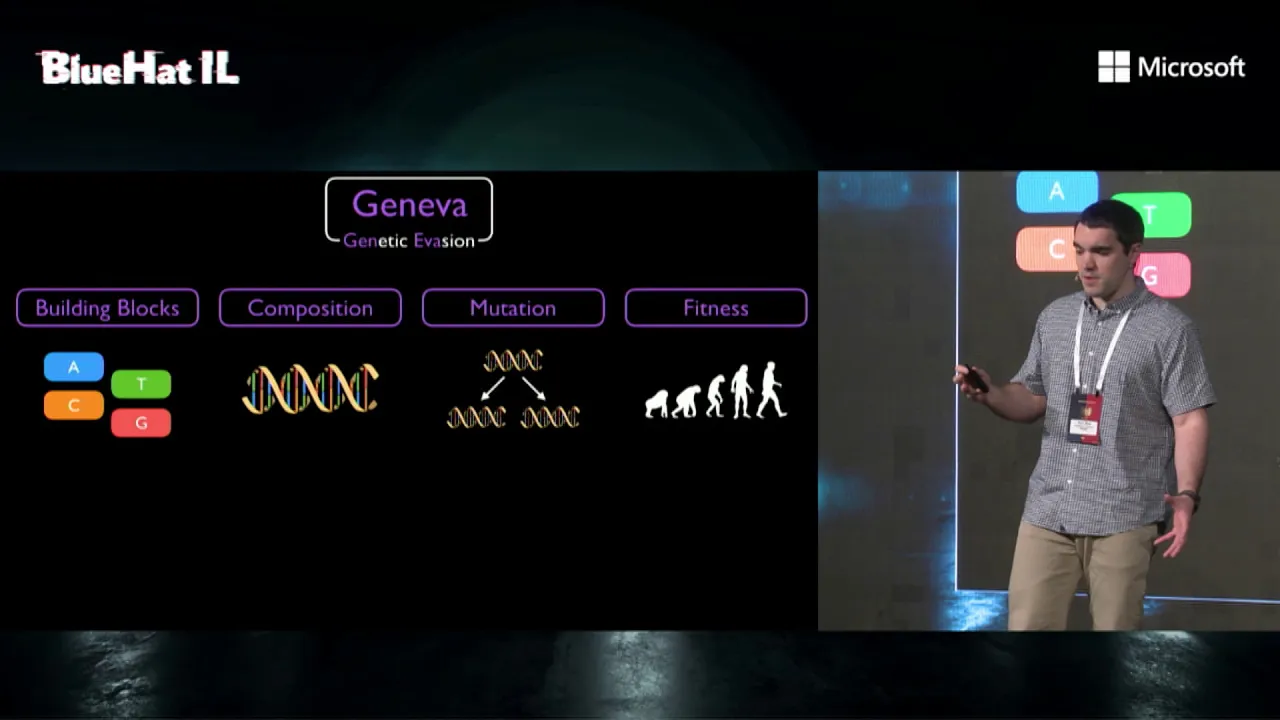 BlueHat IL 2020 - Kevin Bock & George Hughey - Geneva: An AI Approach to Evading Nation-State...