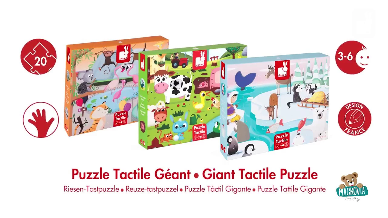Puzzle pre najmenších - Puzzle Tactile Deň v zoologickej záhrade Janod - 4