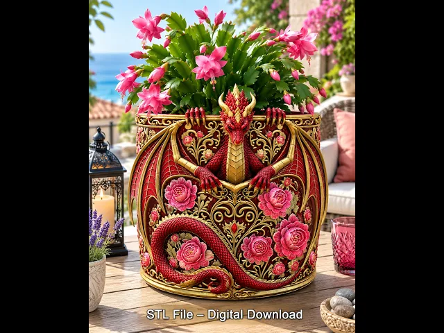 Ruby Rose Dragon Planter STL File for 3D Print video thumbnail
