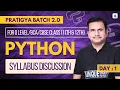 2 0 PYTHON For-O CBSE 11 12TH Day - 01 By-Nitin sir Syllabus Discussion