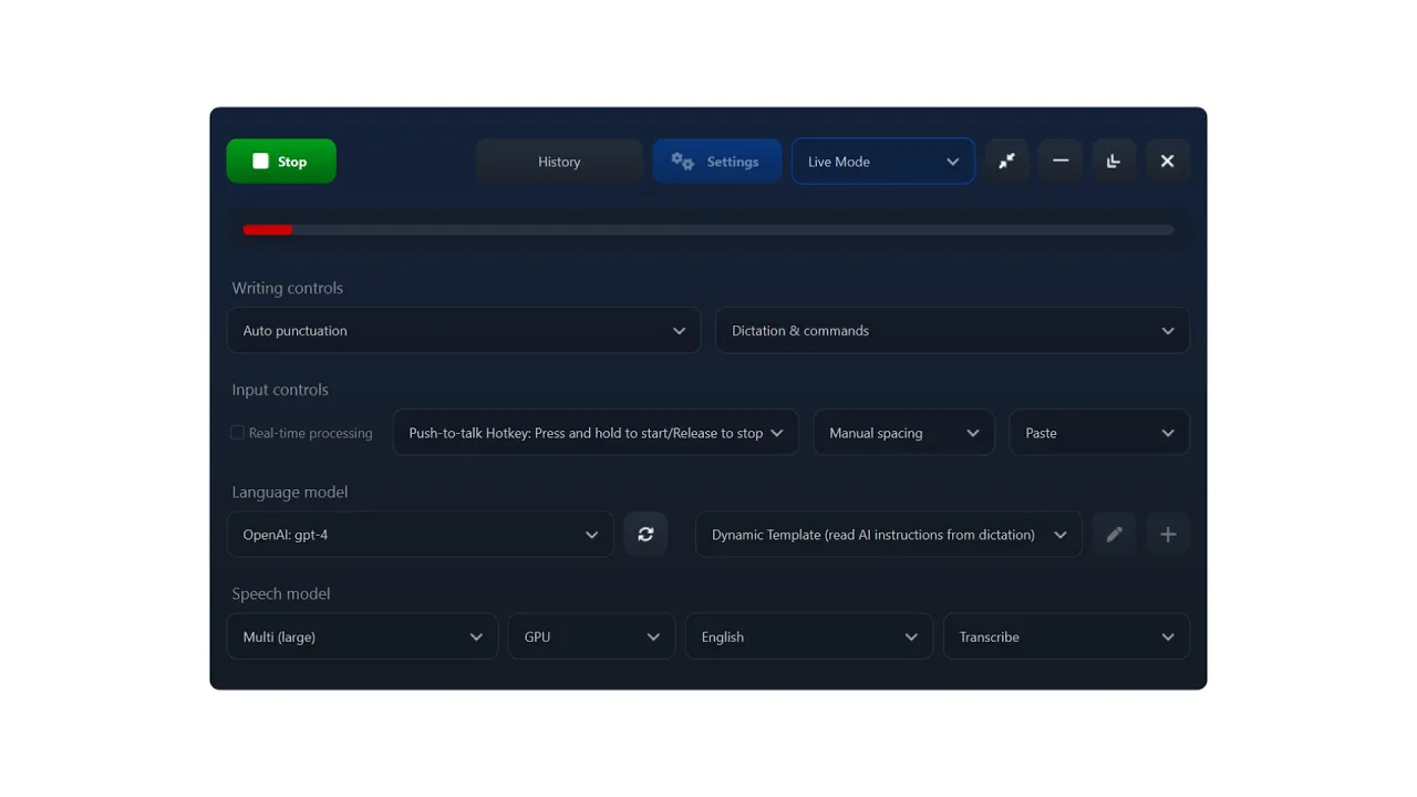 SpeechPulse Version 10 Demo: Live Dictation, File Mode, and System Audio Mode