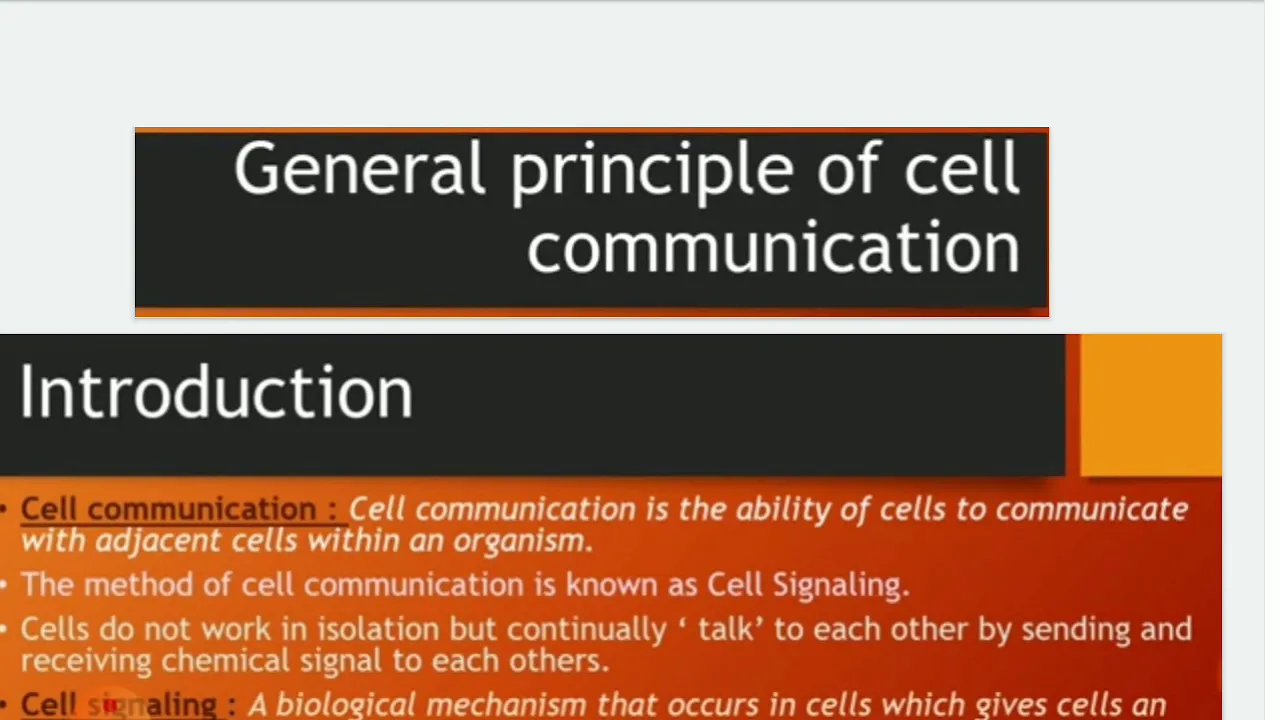 Part 1 General principal of cell communication