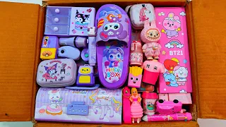 Unboxing Unique Pink💕 Stationery vs Purple💜 Stationery 📚, Pencil box, Sharpener, Pen, Erasner, Pouch