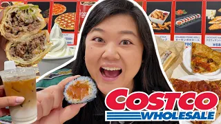 Trying EVERYTHING at JAPAN COSTCO FOOD COURT! (sushi, hokkaido ice cream, bulgogi bake, pizza +more)