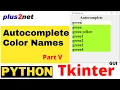 Tkinter autocomplete to browse and select colour names and update the background color of widget