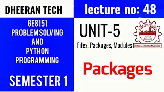 GE8151 PROBLEM SOLVING AND PYTHON PROGRAMMING PSPP Manojkumar Lectures packages