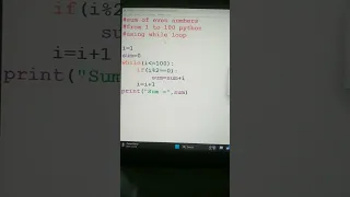sum of even number from 1 to 100 python using while loop