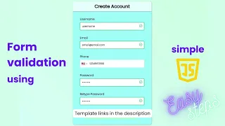 Form Validation using Simple JavaScript Easy Steps to validate Forms HTML CSS JS Web Dev