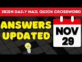 Irish Daily Mail Quick Crossword Puzzle Answers for November 29 2024 Friday Crossword