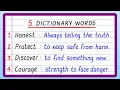 Five Dictionary Words Dictionary Words 5 Write Five Dictionary Words with Meaning in English