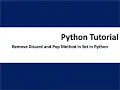 remove discard pop method in set in python