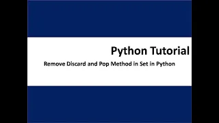 remove discard pop method in set in python