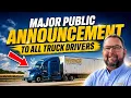 Breaking News Major Public Announcement Affecting All Truck Drivers