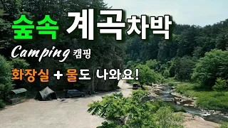 🌳숲으로 둘러싸인 ♒계곡에서의 🚌차박캠핑/🚻화장실 간이약수터/정선 무료노지차박캠핑/애견동반/강아지/Camping/캠핑 썸네일