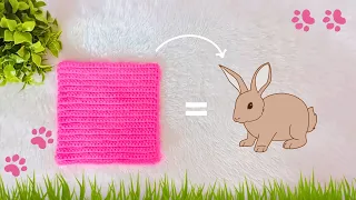 😲 SEE HOW TO TURN A CROCHET SQUARE INTO A RABBIT 🐇
