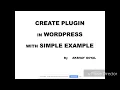 create plugin in wordpress with simple example