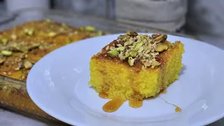 لو عندك كوب سميد وعلبة كريم كراميل   هتعملي أحلى كيكة اقتصادية وطعمها خرافي     دندنها