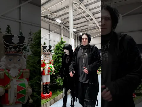 It’s too early for this type of thing 🛑 #randomgothcouple #christmas #halloween #halloweenforever